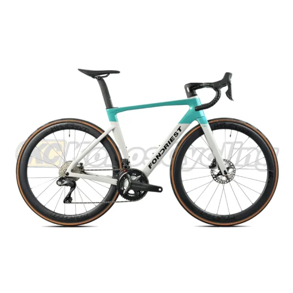 Bicicletta FONDRIEST Gand 105 Di2 Disco Carbonio Grigio Verde Chiaro